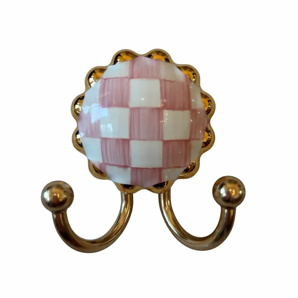 NEW Mackenzie-Childs Rosy Check Round Hook